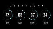 Countdown website vector flat template circle clock timer background. Countdown timer. Clock counter.