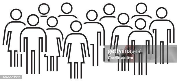 vector illustration of group of stylized people. - stick figure crowd stock illustrations