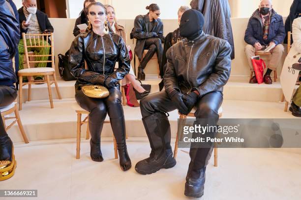 Julia Fox and Ye attends the Schiaparelli Haute Couture Spring/Summer 2022 show as part of Paris Fashion Week on January 24, 2022 in Paris, France.