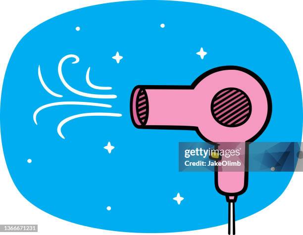 stockillustraties, clipart, cartoons en iconen met blow dryer doodle - haar föhnen