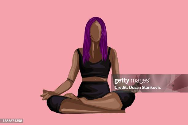 basic yoga and breathing techniques - cow face pose stock illustrations