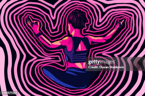 the power and flow of yoga - cow face pose stock illustrations