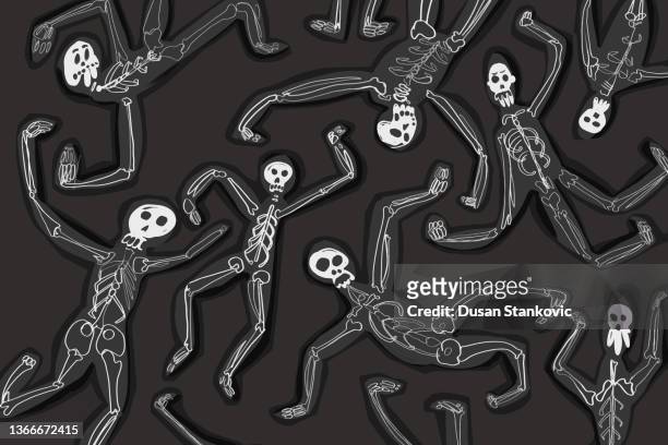 dance of the skeletons pattern - human skeletal system stock illustrations
