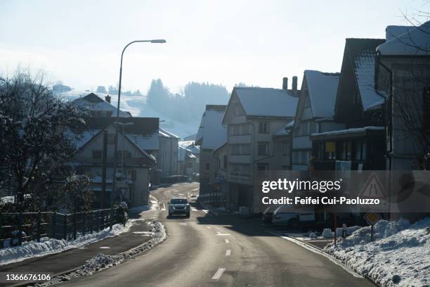 old town street of gonten, switzerland - appenzell innerrhoden stock pictures, royalty-free photos & images