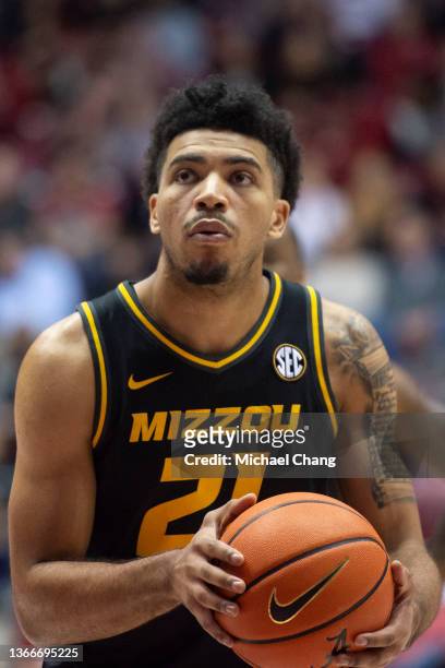 Ronnie DeGray III of the Missouri Tigers looks to shoot a free-throw during the second half of their game against the Alabama Crimson Tide at Coleman...