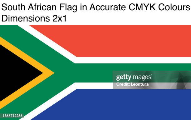 south african flag in accurate cmyk colors (dimensions 2x1) - south africa flag stock illustrations