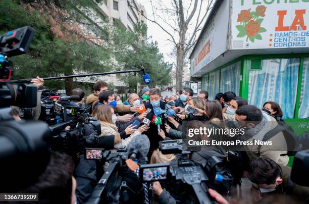 The leader of Mas Pais, Iñigo Errejon, responds to the media upon his arrival to testify for an alleged misdemeanor of mistreatment, at the Plaza...