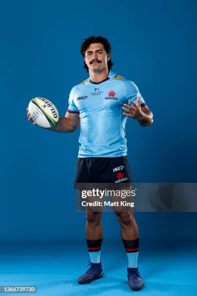 Charlie Gamble poses during the NSW Waratahs Super Rugby 2022 headshots session at Rugby HQ on January 19, 2022 in Sydney, Australia.