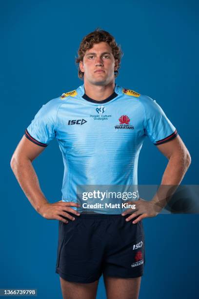 Will Harris poses during the NSW Waratahs Super Rugby 2022 headshots session at Rugby HQ on January 19, 2022 in Sydney, Australia.