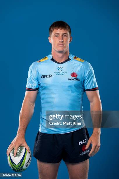 Alex Newsome poses during the NSW Waratahs Super Rugby 2022 headshots session at Rugby HQ on January 19, 2022 in Sydney, Australia.