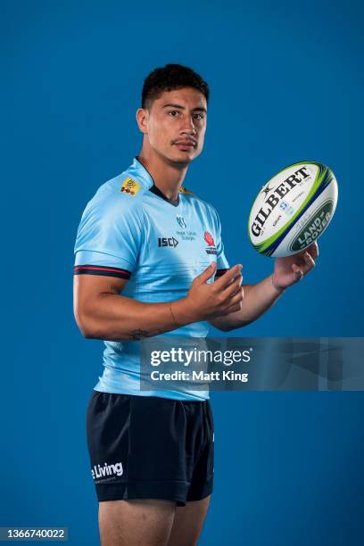Lalakai Foketi poses during the NSW Waratahs Super Rugby 2022 headshots session at Rugby HQ on January 19, 2022 in Sydney, Australia.
