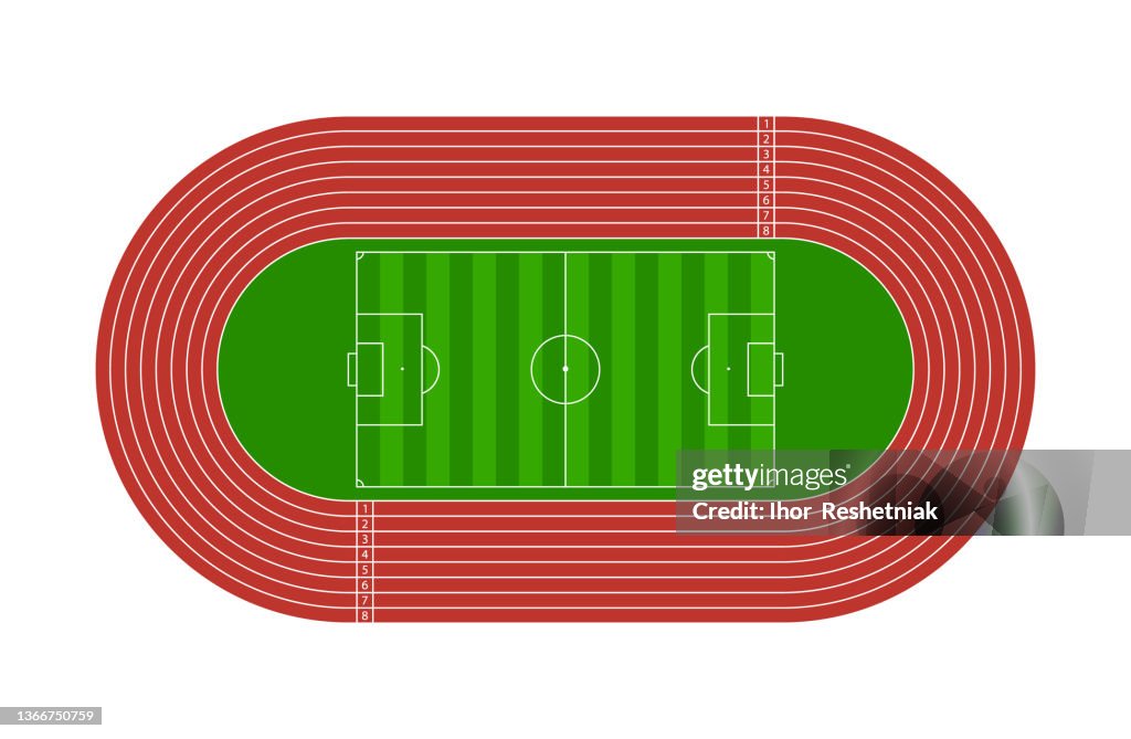 Run Field Run Track Football Arena Stadium For Soccer And Runner With Tracks ...