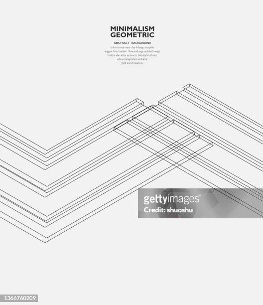 abstract black and white simplicity geometric line decoration pattern background for design - single line drawing building stock illustrations
