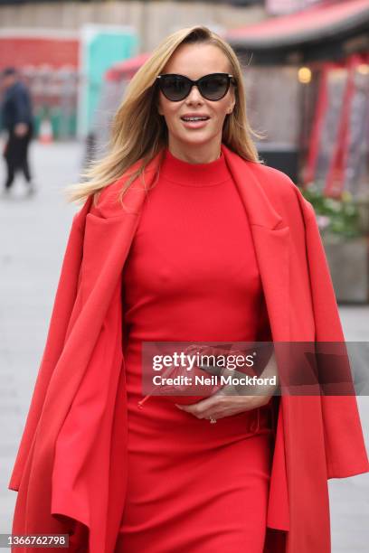 Amanda Holden seen leaving Heart Breakfast Radio Studios on January 25, 2022 in London, England.