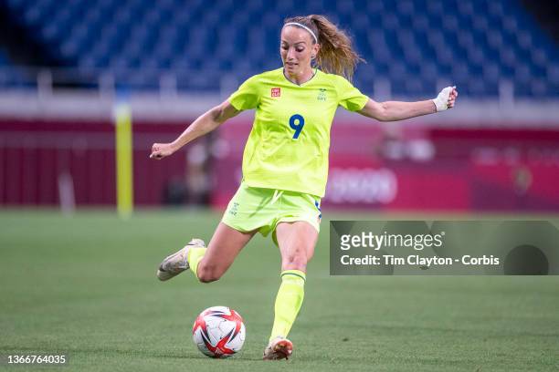 Kosovare Asllani of Sweden in action during the Sweden V Australia group G match at Saitama Stadium at the Tokyo 2020 Summer Olympic Games on July...