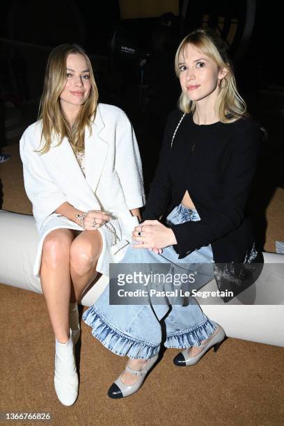Margot Robbie and Angele attend the Chanel Haute Couture Spring/Summer 2022 show as part of Paris Fashion Week on January 25, 2022 in Paris, France.