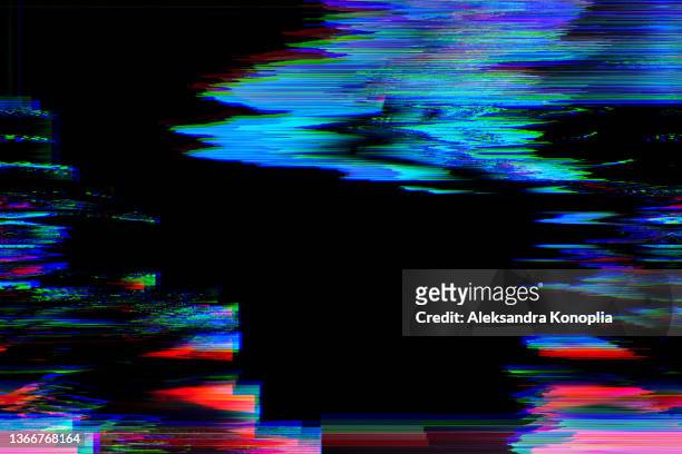 motion glitch interlaced multicolored distorted textured futuristic background - problems imagens e fotografias de stock