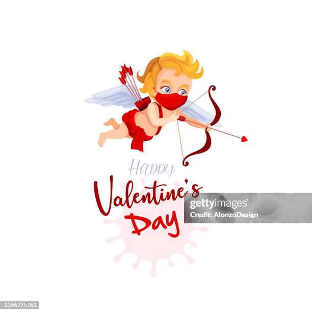 cupid wearing medical mask. - funny cupid stock illustrations