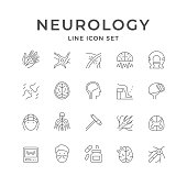 Set line icons of neurology