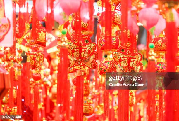 traditional chinese decoration sachets for lunar new year in jiangmen, guangdong, china. - chinese new year food photos et images de collection