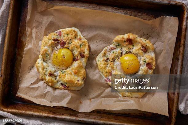 cloud eggs or egg nests - baking sheet stock pictures, royalty-free photos & images