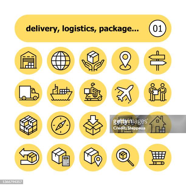 delivery round icons - pallet industrial equipment 幅插畫檔、美工圖案、卡通及圖標