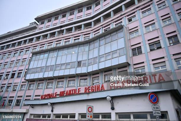 General view of the exterior at the Regina Margherita children's hospital on January 25, 2022 in Turin, Italy. This morning a ten-year-old child died...