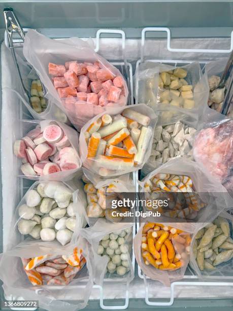 frozen fish balls - freezer stock-fotos und bilder