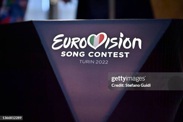 General view of Ceremony of 66th Eurovision Song Contest Handover at Palazzo Madama on January 25, 2022 in Turin, Italy. The exchange of signs...