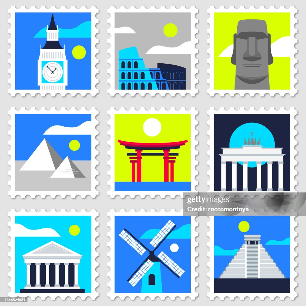Travel destination stamps
