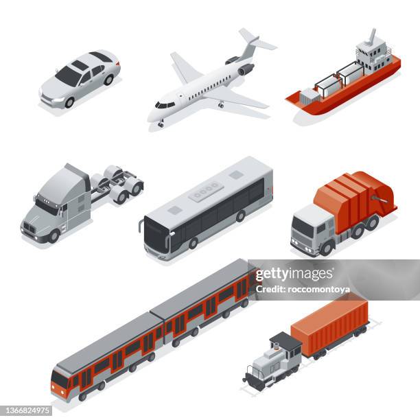 bildbanksillustrationer, clip art samt tecknat material och ikoner med isometric transportation elements - tåg