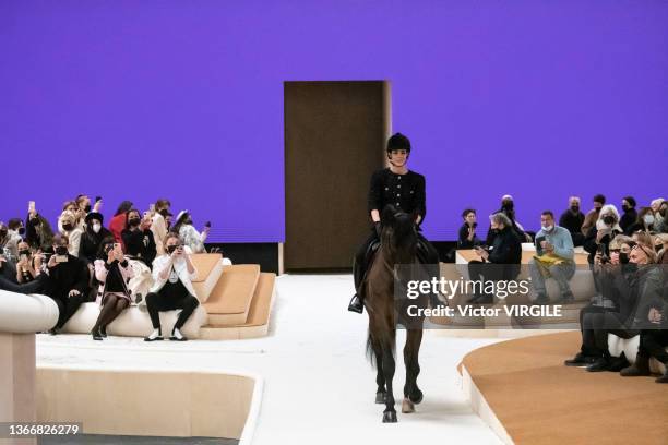 Charlotte Casiraghi walks the runway during the Chanel Haute Couture Spring/Summer 2022 fashion show as part of the Paris Haute Couture Week on...