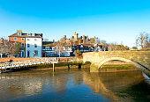 Arundel town landscape over the River Arun in winter