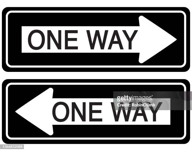 two one way signs - one direction stock illustrations