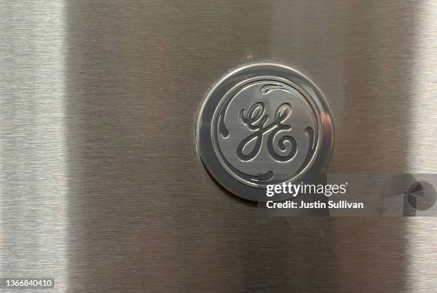 The General Electric logo is displayed on a refrigerator at a Best Buy store on January 25, 2022 in San Francisco, California. General Electric...