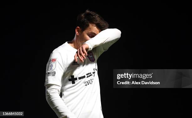 Tom Carroll of Ipswich Town reacts during the Sky Bet League One match between AFC Wimbledon and Ipswich Town at Plough Lane on January 25, 2022 in...