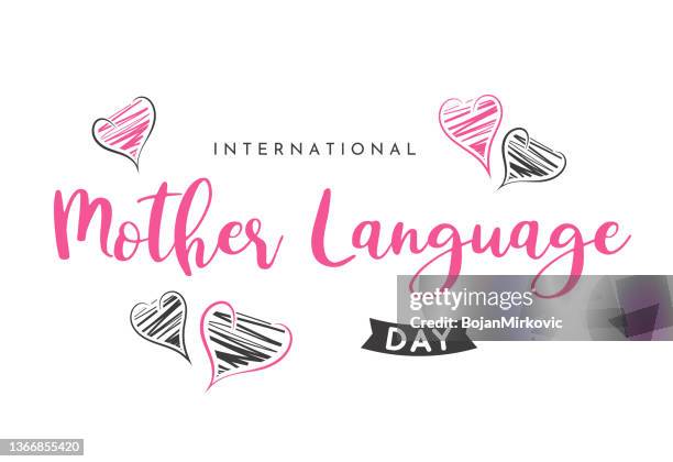 international mother language day card. vector - mothers day text art stock illustrations