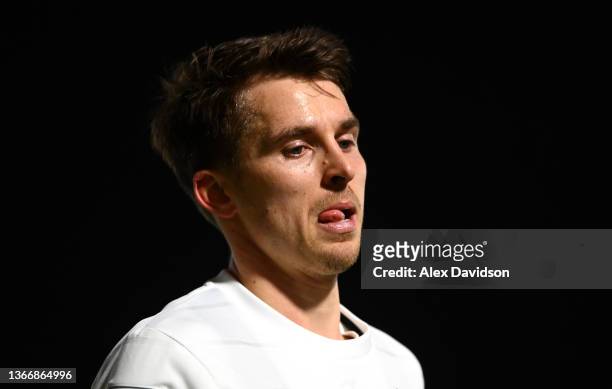 Tom Carroll of Ipswich Town reacts during the Sky Bet League One match between AFC Wimbledon and Ipswich Town at Plough Lane on January 25, 2022 in...