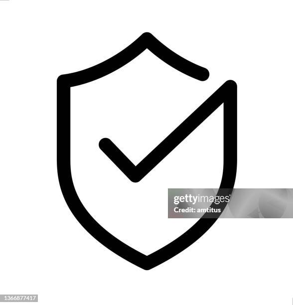 ilustraciones, imágenes clip art, dibujos animados e iconos de stock de escudo ok línea - protegerse con las manos