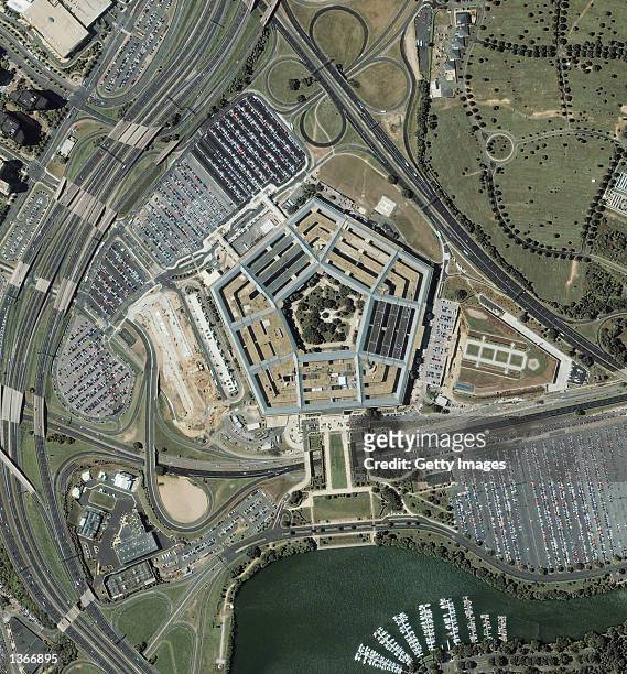 Satellite image of the Pentagon reconstruction was taken September 7, 2001 by the IKONOS satellite over Washington D.C four days before the terrorist...
