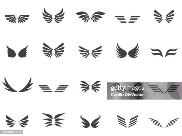 wings icon set - 動物翅膀 幅插畫檔、美工圖案、卡通及圖標