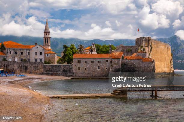 old town in budva in a beautiful summer day, montenegro. - budva stock pictures, royalty-free photos & images