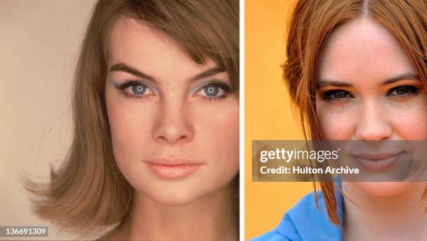 In this composite image a comparison has been made between Jean Shrimpton and actress Karen Gillan. The film biopic 'We'll Take Manhattan' airing in...