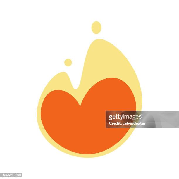 heart on fire icon design - flame emoji stock illustrations