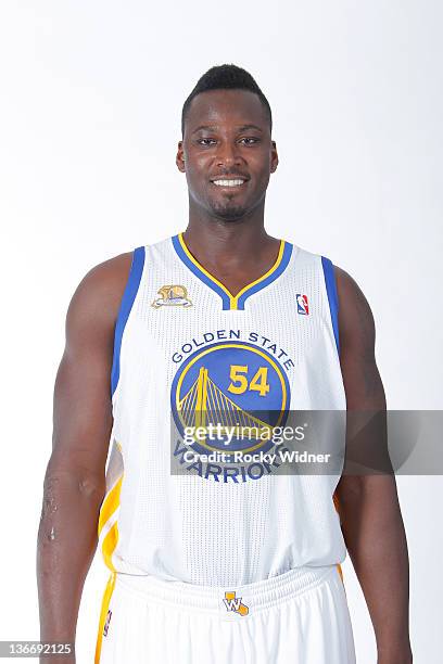 Kwame Brown of the Golden State Warriors poses for a portrait during an additional media day at Oracle Arena on December 17, 2011 in Oakland,...