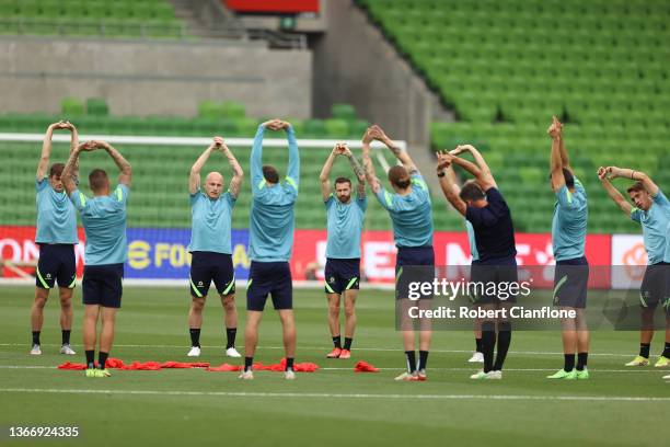 General viewduring an Australian Socceroos training session at AAMI Park on January 26, 2022 in Melbourne, Australia.