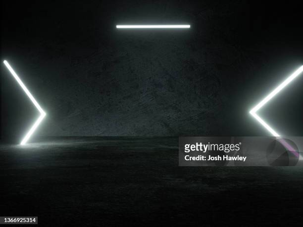 3d rendering exhibition background - darkness stock-fotos und bilder