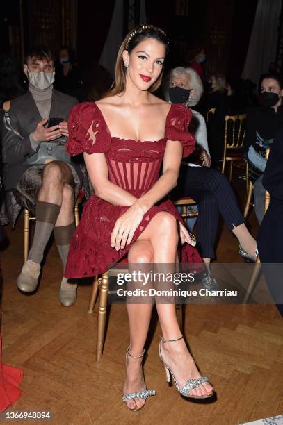 Iris Mittenaere attends the Zuhair Murad Haute Couture Spring/Summer 2022 show as part of Paris Fashion Week on January 26, 2022 in Paris, France.