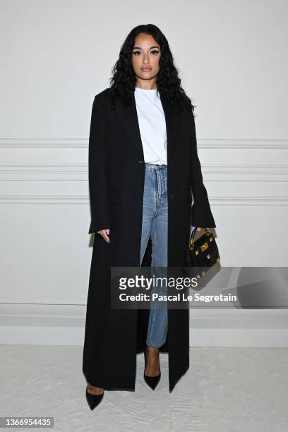 Amina Muaddi attends the Valentino Haute Couture Spring/Summer 2022 show as part of Paris Fashion Week on January 26, 2022 in Paris, France.