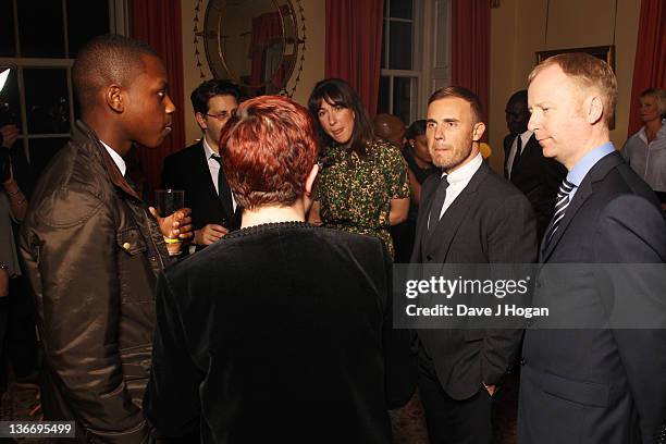 Samantha Cameron and Gary Barlow attend a celebratory reception for BBC Children In Need hosted by Samantha Cameron at 10 Downing Street on January...